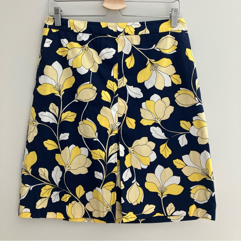 Talbots Yellow and Blue Floral Skirt Fully Lined Size 8P